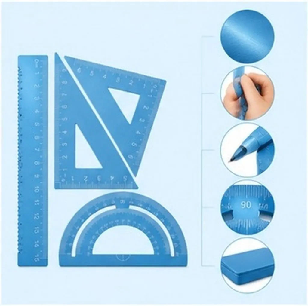 Math Measuring Kit with Ruler, Protractor & Triangles – Premium Fade-Resistant Set for Students and Teachers