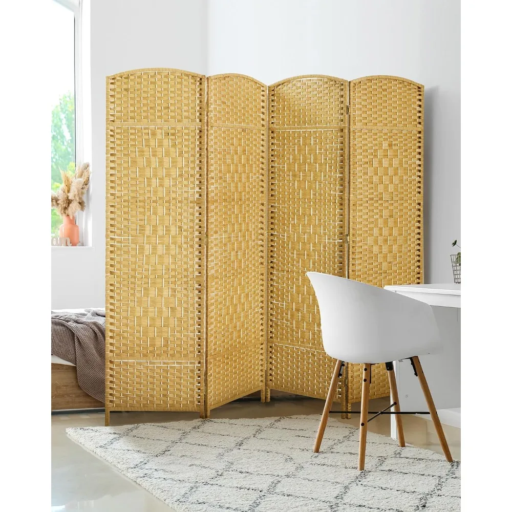 

6ft. Tall Extra Wide Folding Privacy Screens with Diamond Double-Weave Room dividers and Freestanding Privacy Screens (4-Panel)