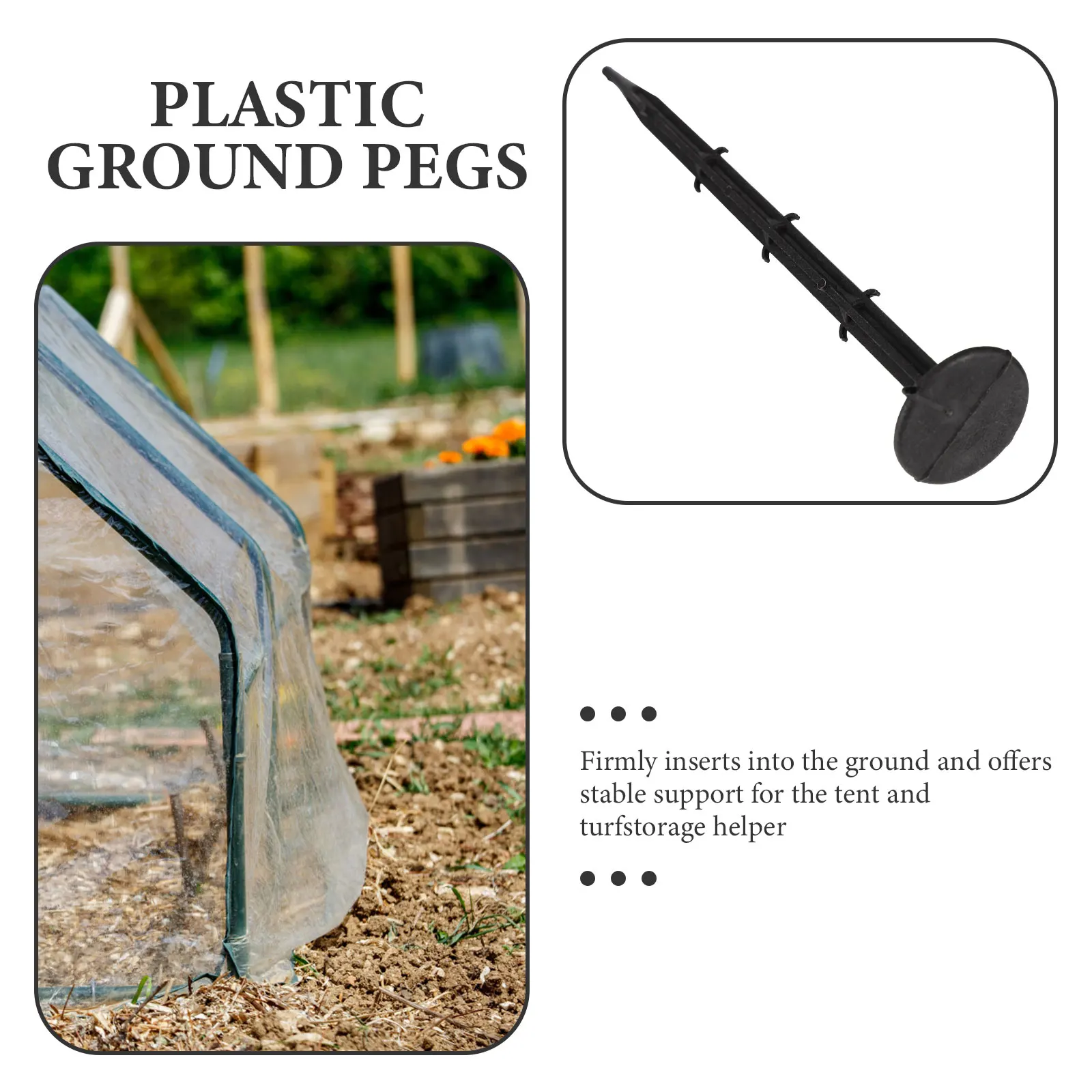 

100 Pcs Garden Landscape Edging Ground Nail Gardening Lawn Pegs Plant Support Stakes Outdoor Black Plastic Netting