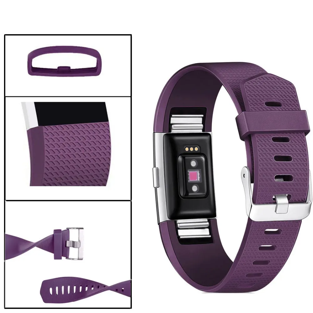 Correa de silicona suave para reloj Fitbit Charge 2, accesorios de repuesto para reloj inteligente, pulsera de silicona