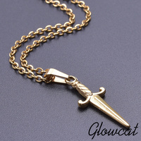 GLOWCAT Small Exquisite Dagger Pendant Necklace Stainless Steel Jewelry For Women Accessories Fashion Chain On The Neck Necklace