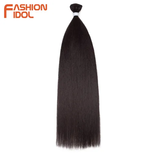 Imagen 2 del producto FASHION IDOL 28 pulgadas 200g Yaki pelo liso mechones de pelo sintético mechones de pelo rubio degradado extensiones de cabello Natural de salón