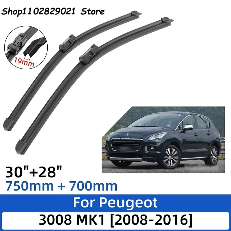 

For Peugeot 3008 MK1 2008-2016 30"+28"Front Rear Wiper Blades Windshield Windscreen Window Cutter Accessories 2015 2016