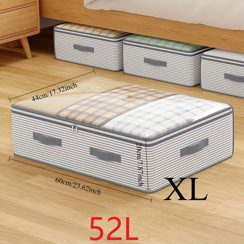 Kledingopbergtas met grote capaciteit, zware niet-geweven organizerbox, helder venster voor dekbedden, dekens, beddengoed onder bed