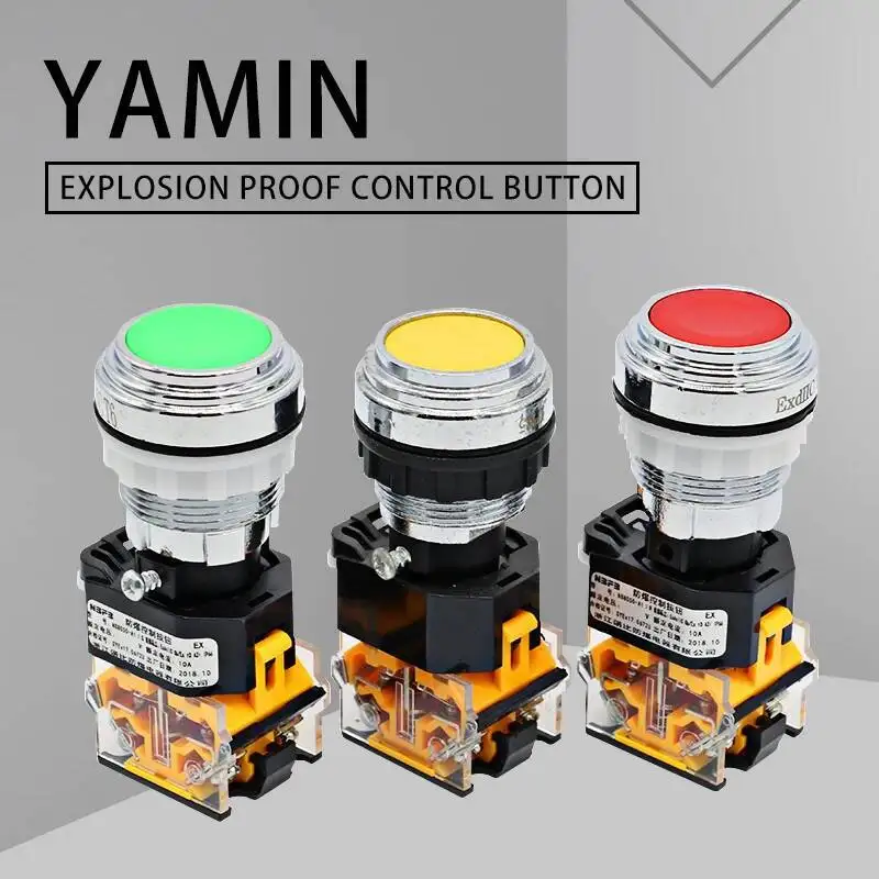 

EX Control Push Button Switch Isolation Explosion-proof Metal Reset Momentary Operation Red Green 10A