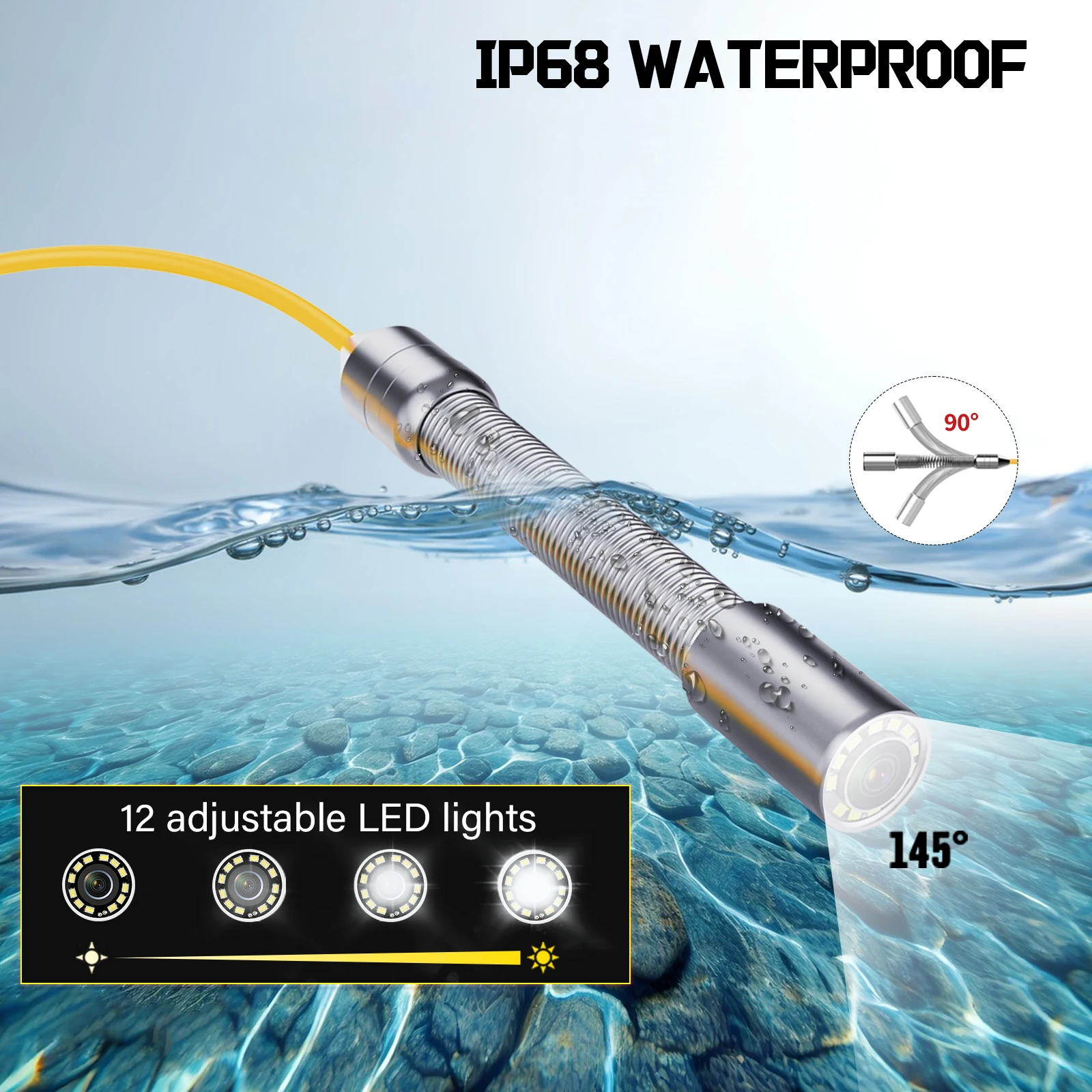 Drain Pipe Inspection Camera 10/20/30M Cable 4.3-Inch HD Screen 5600mAh Rechargeable IP68 Waterproof Plumbing Endoscope DVR 16GB