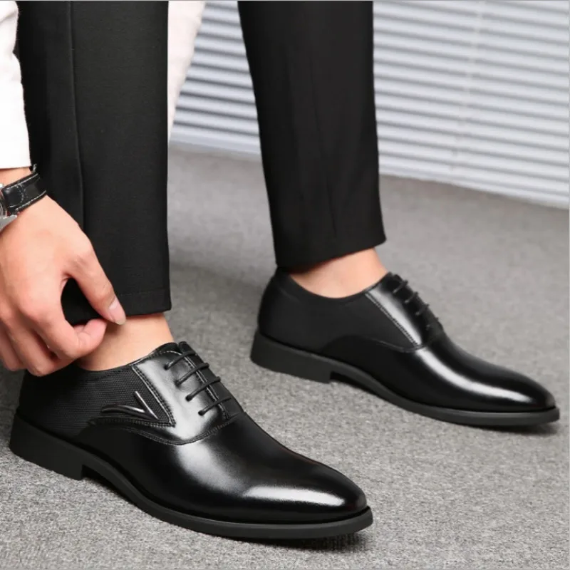 Men Fashion solid Color Lace Up Casual Business Shoes Non Slip Formal Office Event Shoes For Men