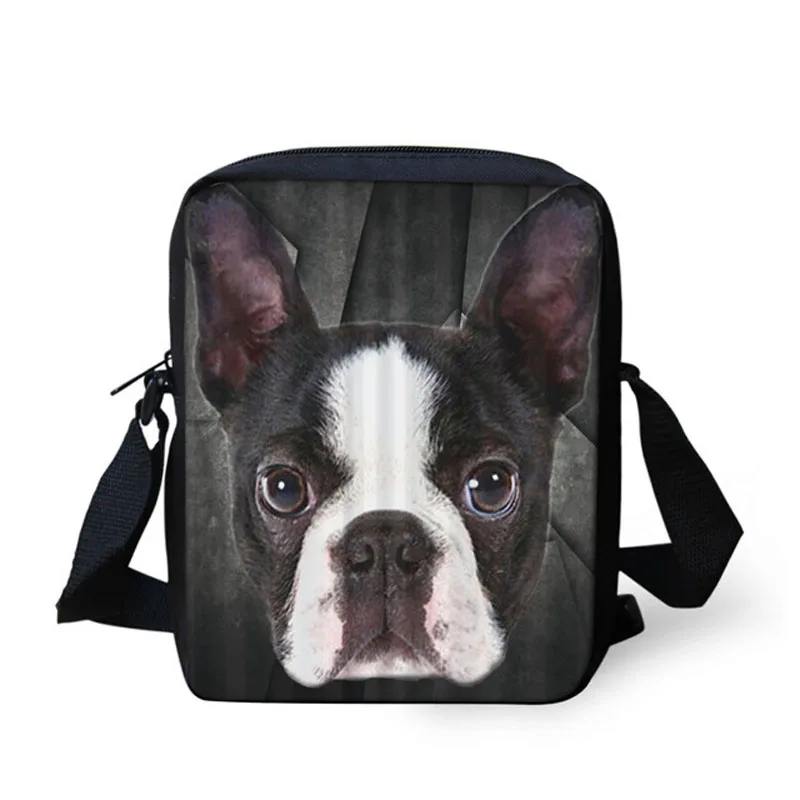 Women Messenger Bags Shoulder Bag Cute Boston Terrier Dog 3D Print Casual Kids Crossbody Bag Boys Girls School Bags Handbags