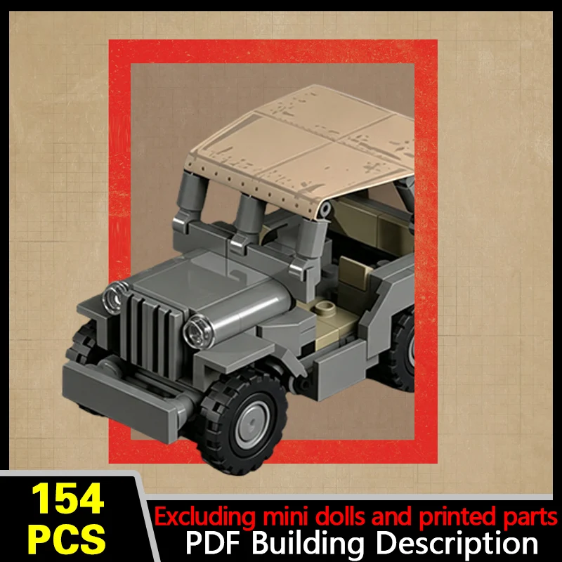 Quarter Ton Truck With Canvas Model MOC Building Bricks War Equipment Modular Technology Gift Holiday Assemble Children Toy Suit