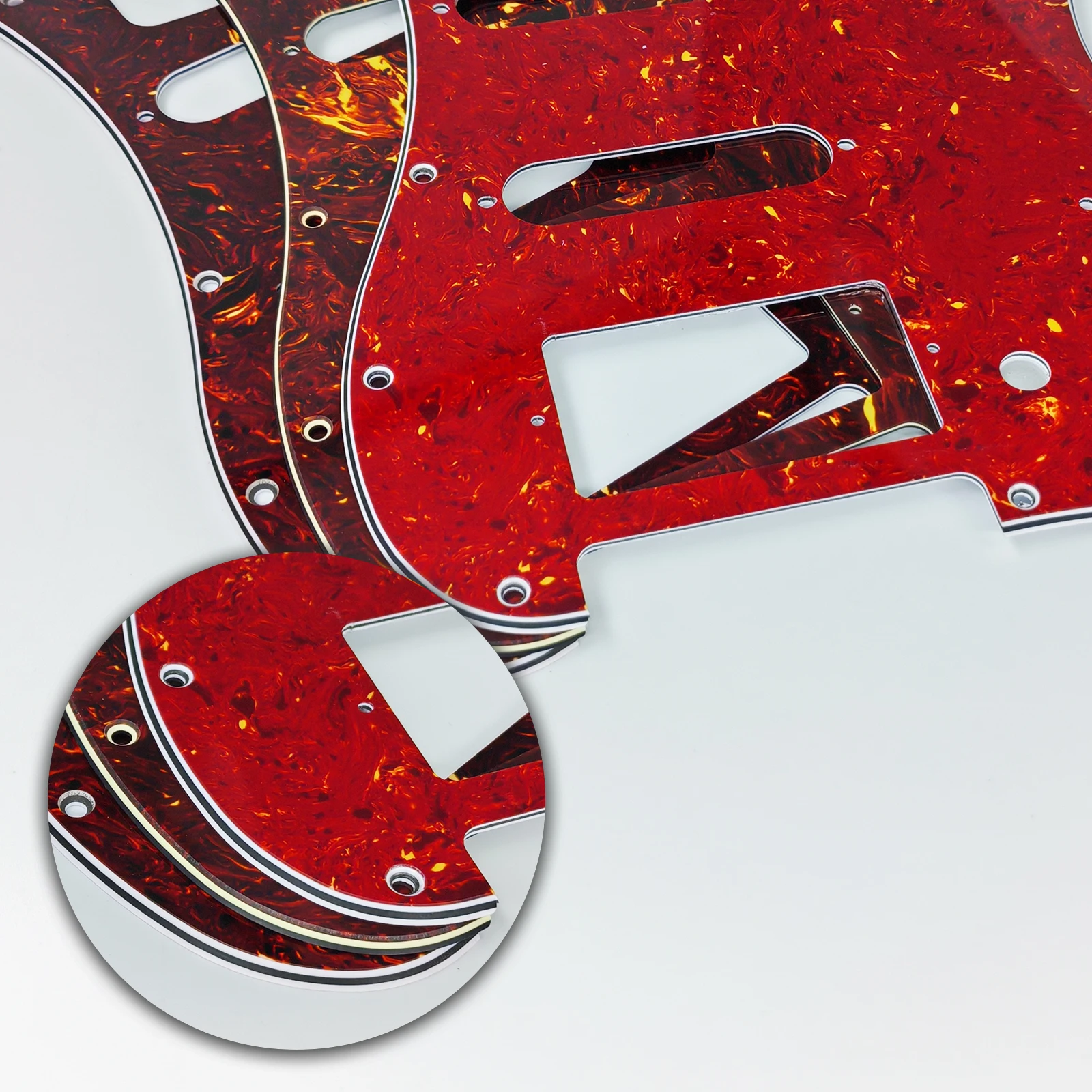 PHRILAM SSH11hole ST Electric Guitar Guard, 3-Layer St Pickguard with Aluminum Foil Shield Fits American/Mexican Standard view 5