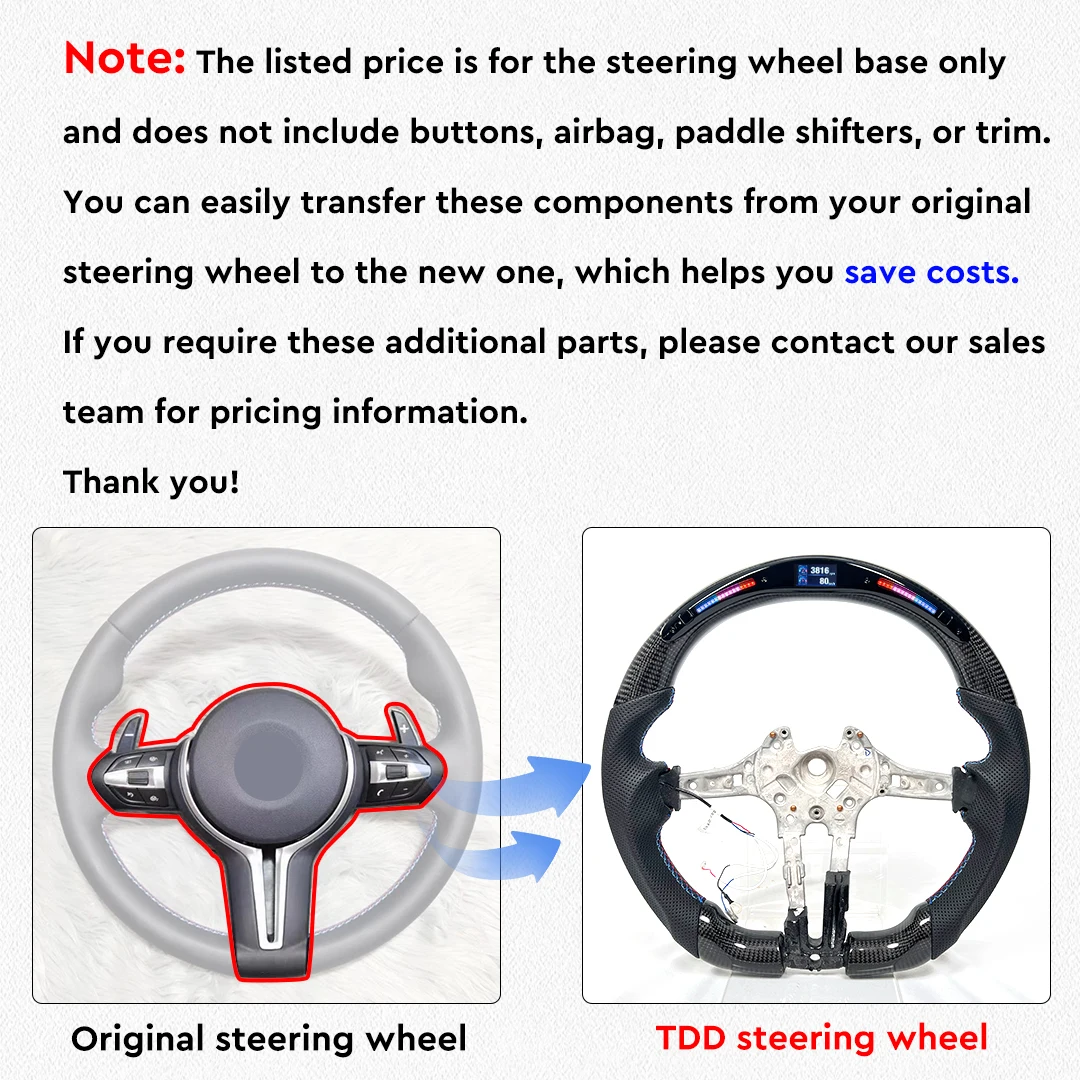 LED Performance Steering Wheel Galaxy Pro Display Compatible for Renault 100% Real Carbon Fiber Alcantara Leather