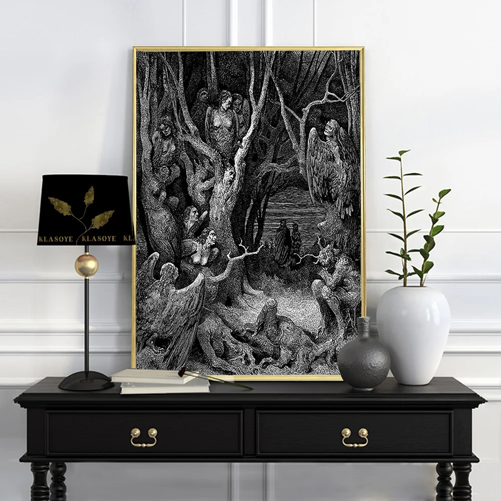 Pintura sobre lienzo para decoración del hogar, póster Vintage de Harry Potter y Suicides, mal, oscuro, infierno, Dante, gótico