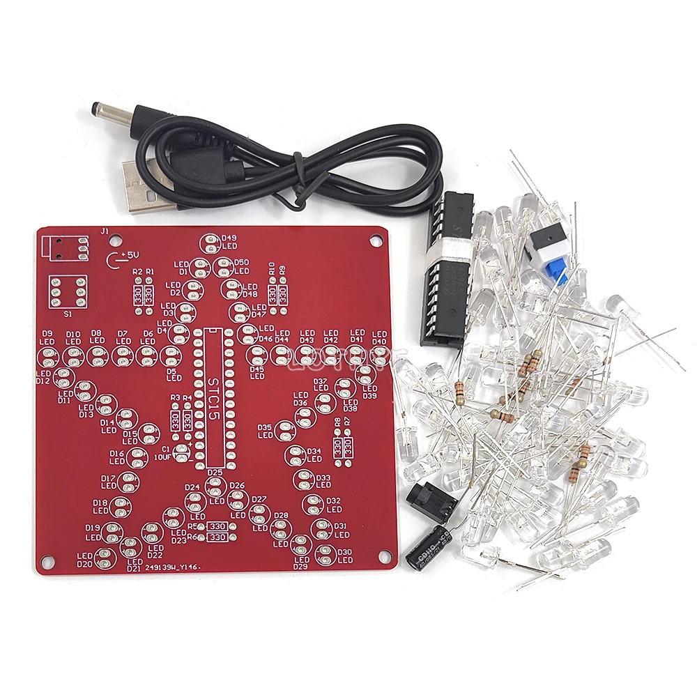 Colorful Dazzling LED Pentagram RGB Flow Lights DIY Electronic Kit 51 Microcontroller 5V Electronic Component Soldering Assembly view 2