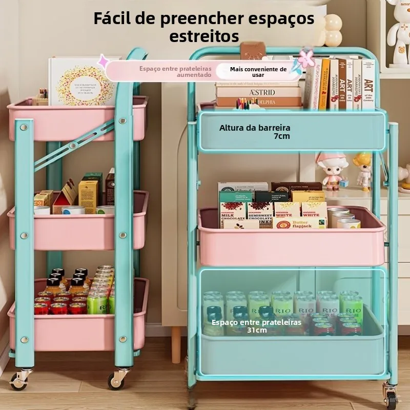 dopamine-stackable-hand-push-cart-mobile-snack-storage-rack-kitchen-bedroom-toy-storage-shelf-foldable-modern-simple-carbon-s