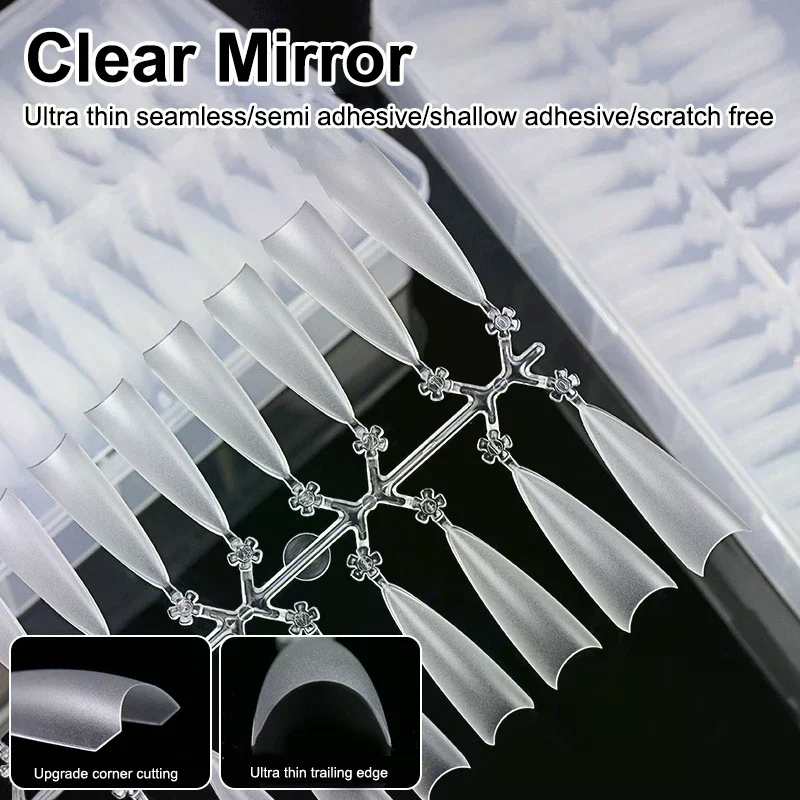 Clear False Nails Super D Arc Long Nails Press On Nail Full Cover Gel Tips Nail Art Capsule Nail Extensions Nail Art