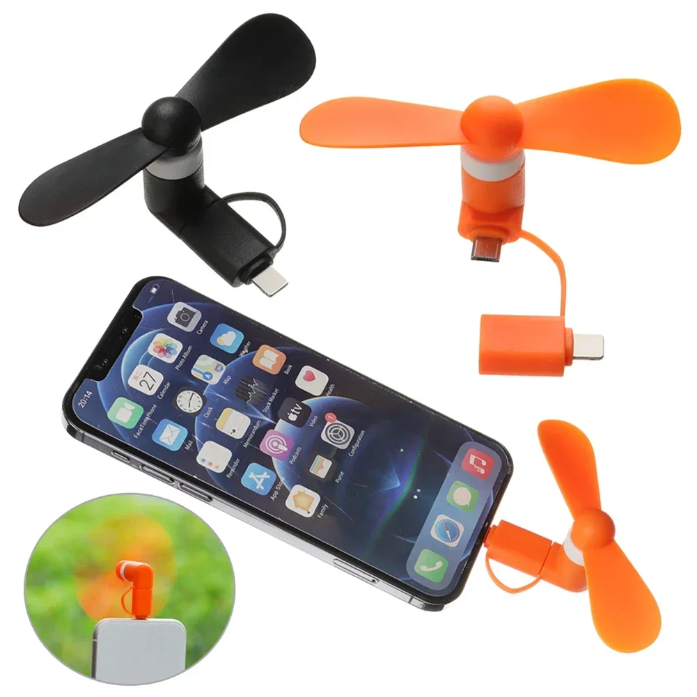 Samsung Xiaomi Huawei HTC telefon için 2in1 tipi C mikro USB Mini Fan radyatör Mini taşınabilir cep telefonu küçük Fan