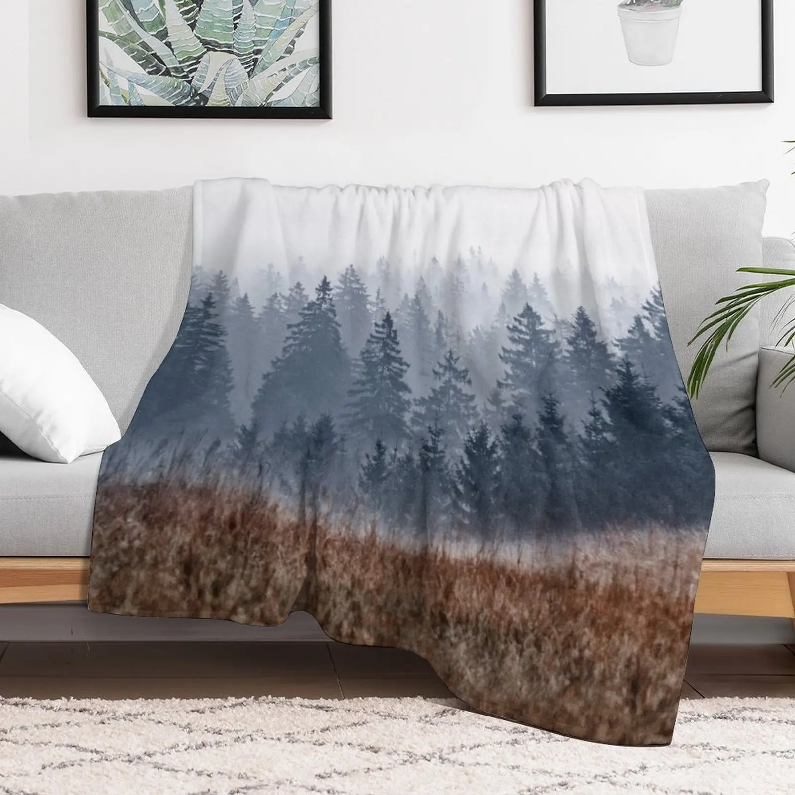 New Lost In Fog Throw Blanket Thins Plush Soft Plaid Blankets