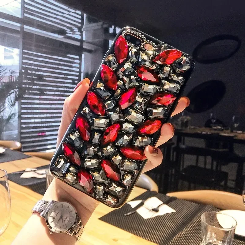 Luxury Crystal Rhinestone Phone Case, Diamond Stones, Glitter Bling, Cover for iPhone 12, 13, 16, 14, 15 Pro Max