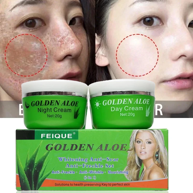 

1set Golden aloe whitening anti-scar and anti -freckle nourishing skin care face cream