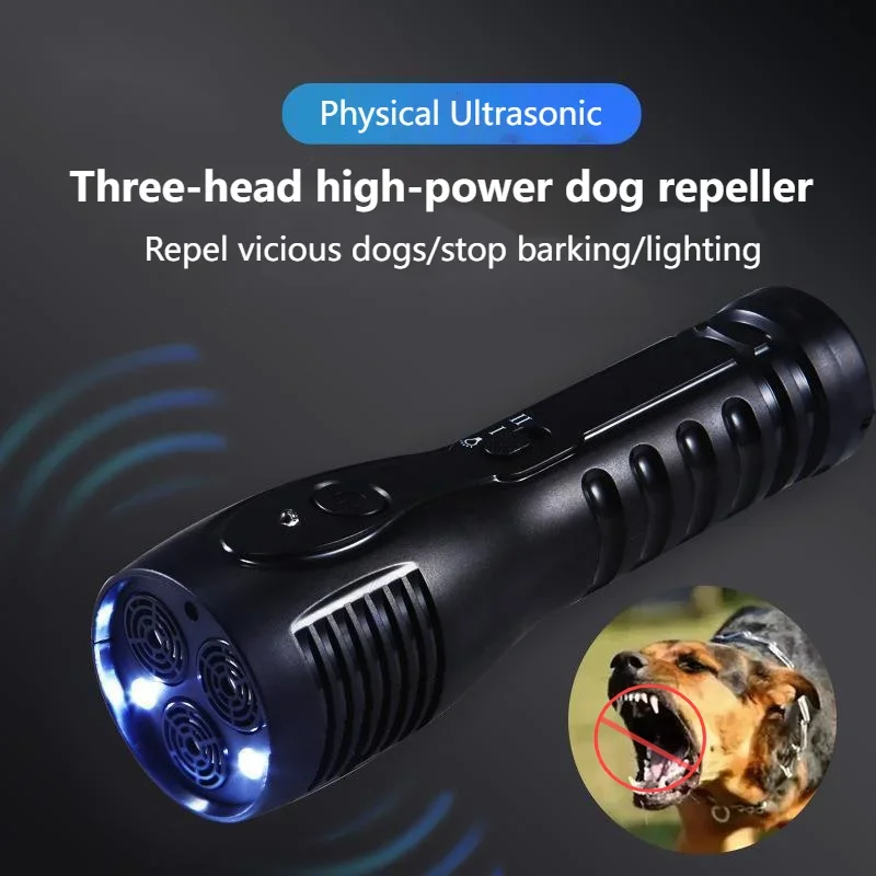 Dog Repellent Training Device USB Rechargeable Anti Bark Stop Bark Ultrasonic Dog Repeller Defense Dog Electric LED Flashlight