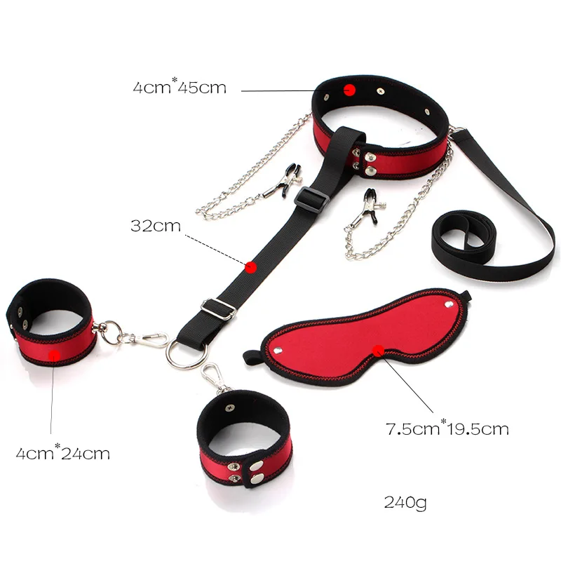 BDSM Nipple Clamp Neck Collar Leash Handcuff Sex Toy Set SM Slave Eye Blinder Bondage Gear Adult Bedroom Sex Game 18+ Product view 6