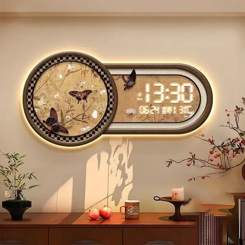 Clock decoration, high-end digital display screen, and electronic clock wall light for living room and dining room
