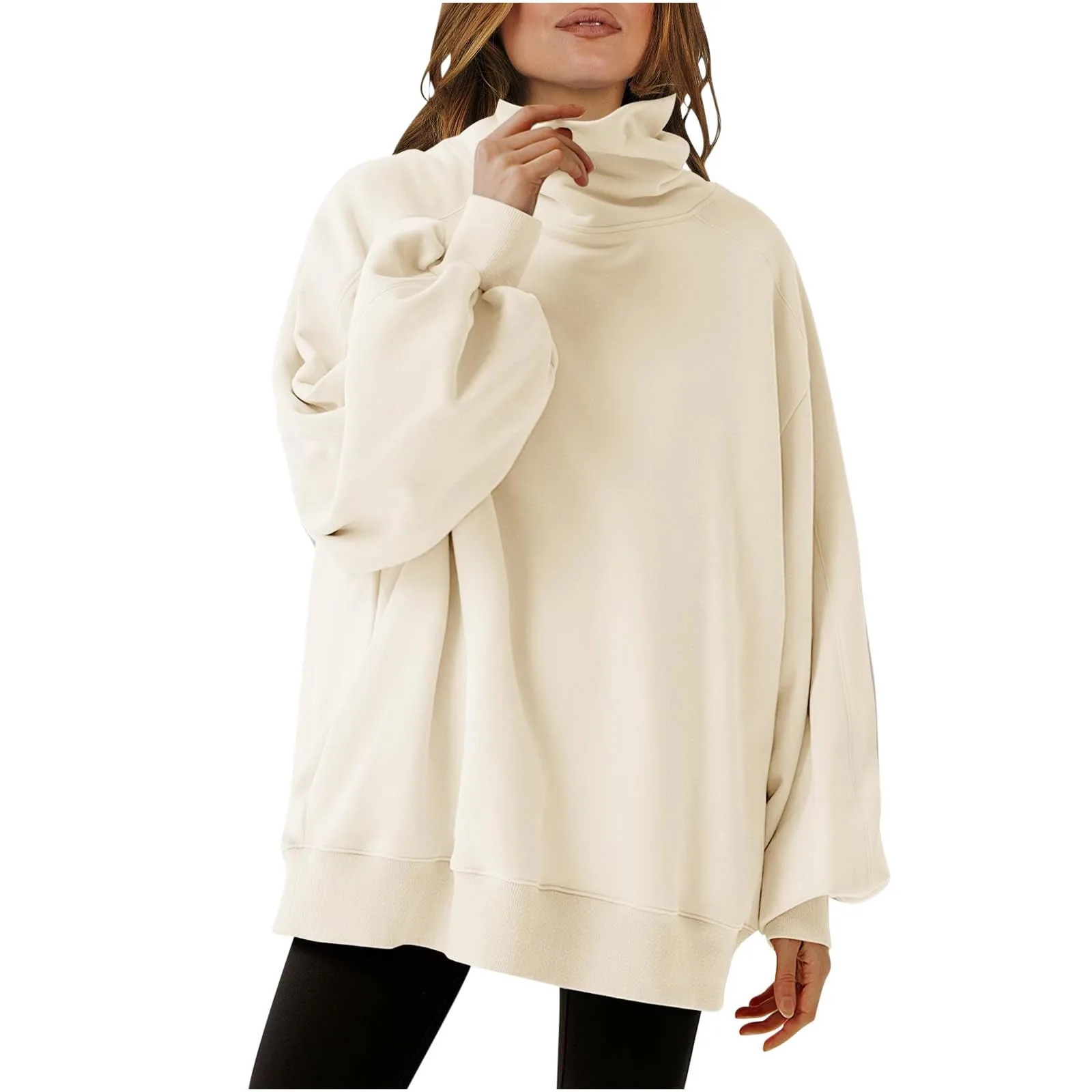 

Oversized Sweatshirts For Women Warm High Cowl Neck Jumpers Hoodie Autumn Winter Large Plain Harajuku Style Comfort Warm Clothes