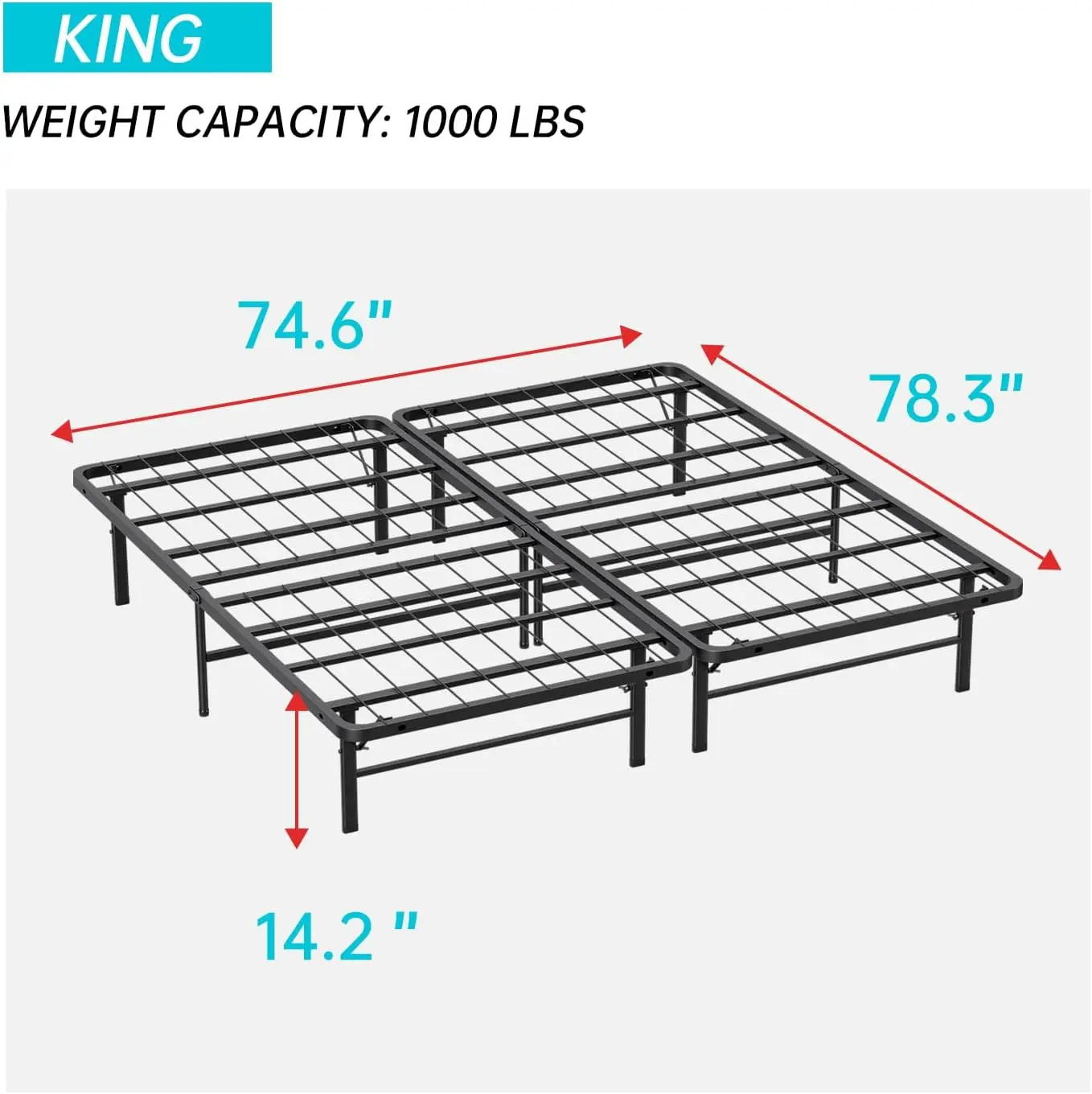 Bed Frame Metal Platform Bed Frame Mattress Foundation Box Spring Replacement Heavy Duty Steel Slat Easy Assembly Noise-Free