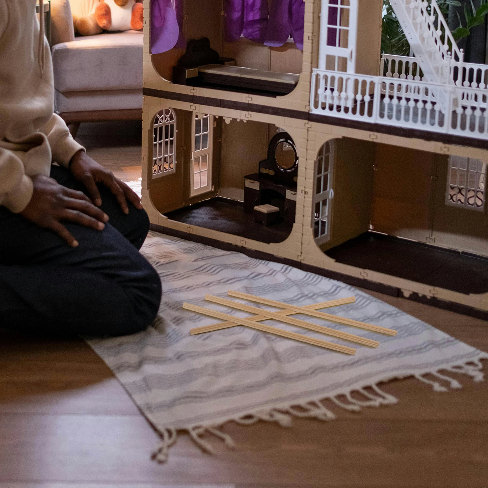 

5Pcs Miniature Dollhouse Accessories Wood Trim Molding for Wall Floor Border DIY Decoration Elegant Detailing Versatile Vintage