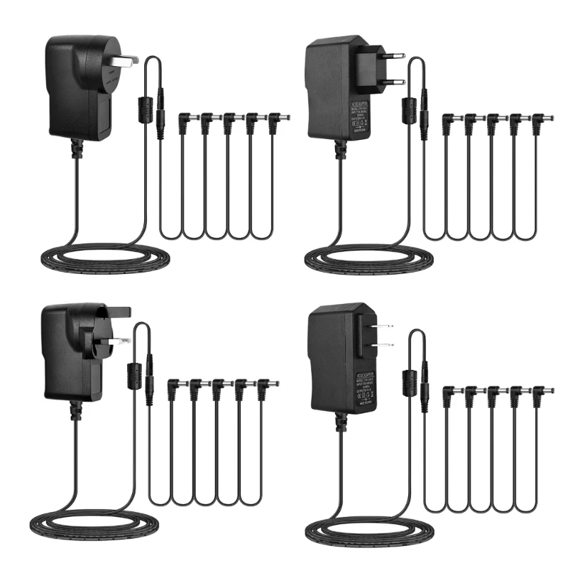 DC9V Electric Guitar Pedal Power Supply Adapter with Way Daisys Chain Cables Power Cord for Most Effect Pedals