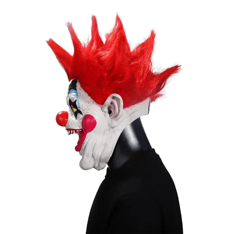 Klowns para hombre del espacio exterior, máscara de payaso demonio delgada, máscara de Cosplay Killer Joker, casco de látex de cara completa, peluca, accesorios de Halloween