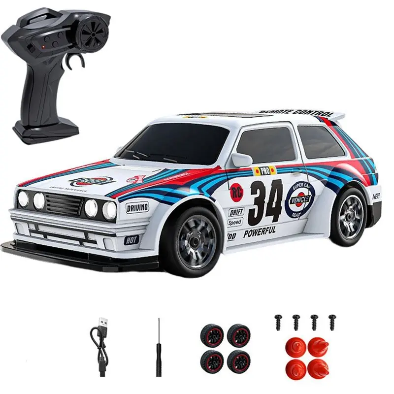 

WOWFU-4WD RC Drift Car 1:43 Scale Rechargeable Four-Wheel Drive Drift Car With Two Speed 20 Km/H LED Light Children