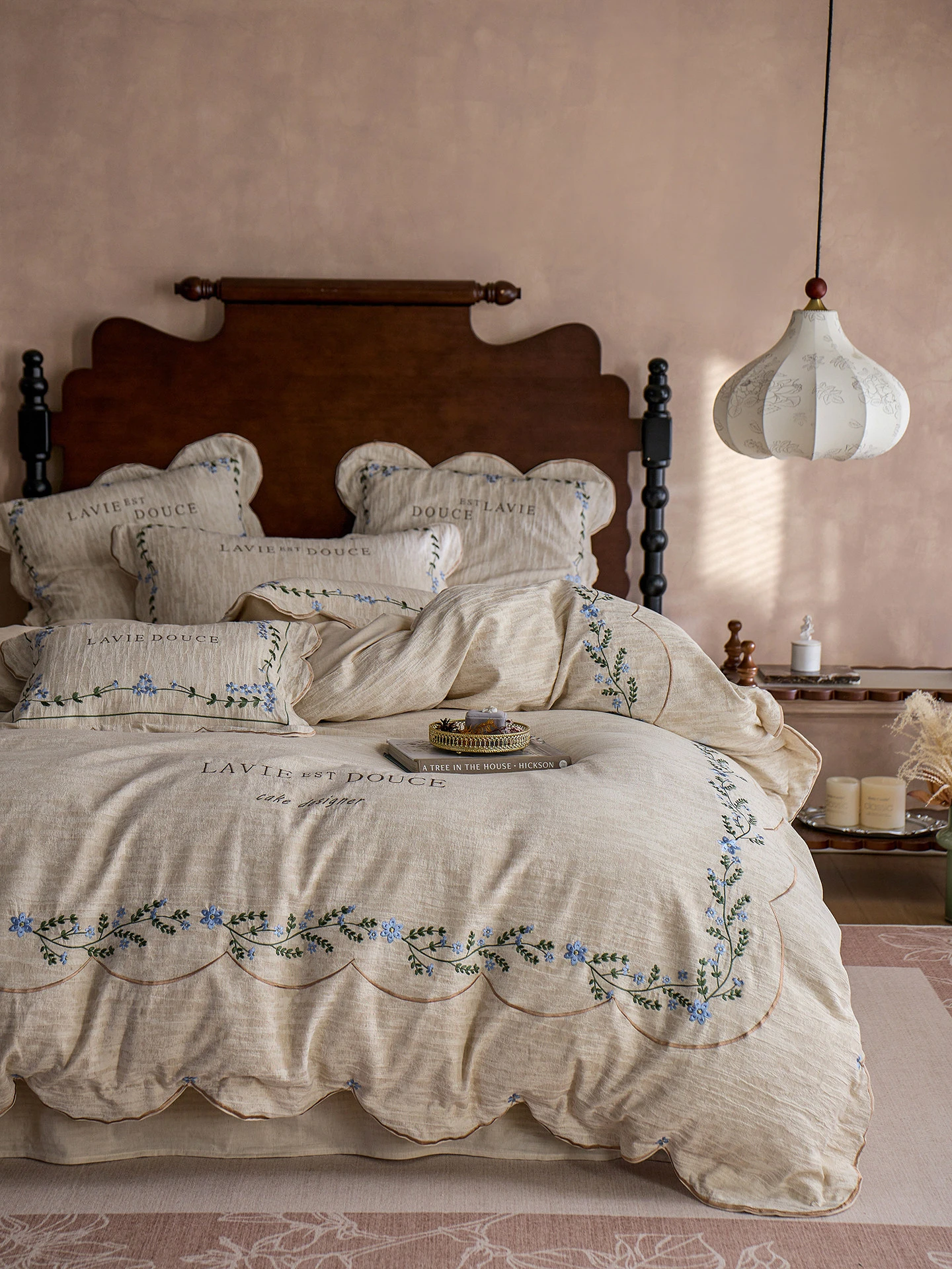 High-end Linen Cotton Bedding Set – Soft Washed 4-Pieces, French Country Sheets Set, Eco-friendly Natural Hemp Duvet Cover Set