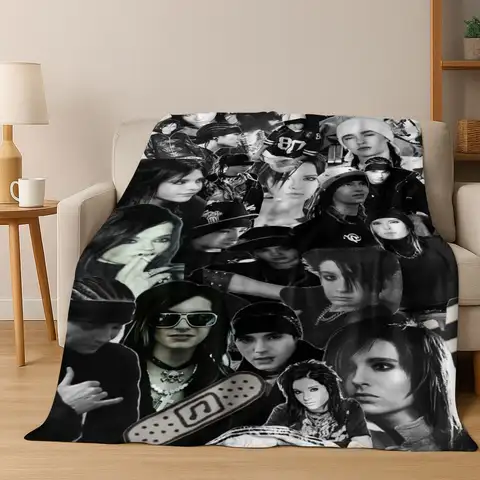 패션 록 음악 도쿄 호텔 빌 톰 카울리츠 아트 플란넬 담요, 가정용 침실 침대 소파 커버 선물용 아늑한 부드러운 담요 패션 록 음악 도쿄 호텔 빌 톰 카울리츠 아트 플란넬 담요, 가정용 침실 침대 소파 커버 선물용 아늑한 부드러운 담요