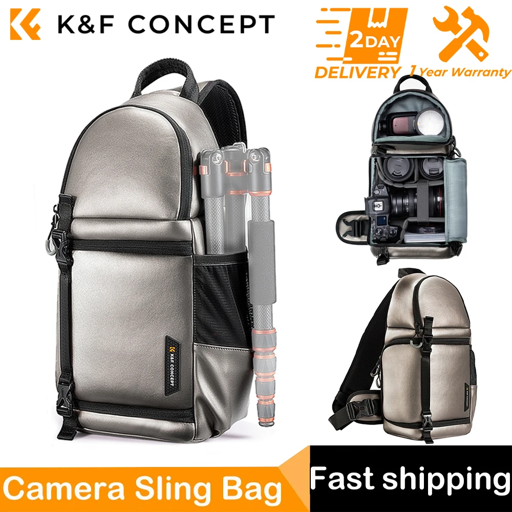 K&F Concept Camera Case Photography Bags Camera Sling Bag Crossbody Bag Waterproof Camera Shoulder Backpack DSLR/SLR