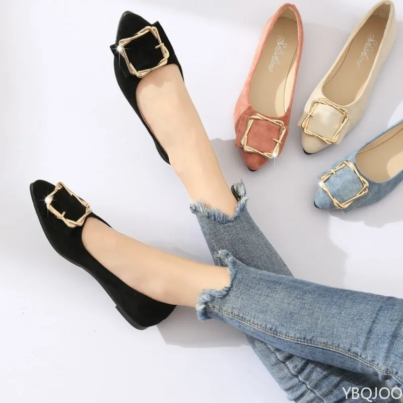 

Summer Fashion Versatile Shallow Mouth Flat Bottom Women's Shoes for Lazy People To Step on Suede Low Heel Women's Work Shoes