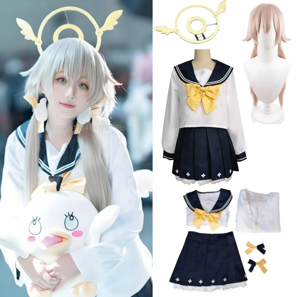 Game Blue Archive Ajitani Hifumi Cosplay costume Women Jk Uniform Outfit Ajitani Cos Wig Halo Halloween Costume Sets gril dress