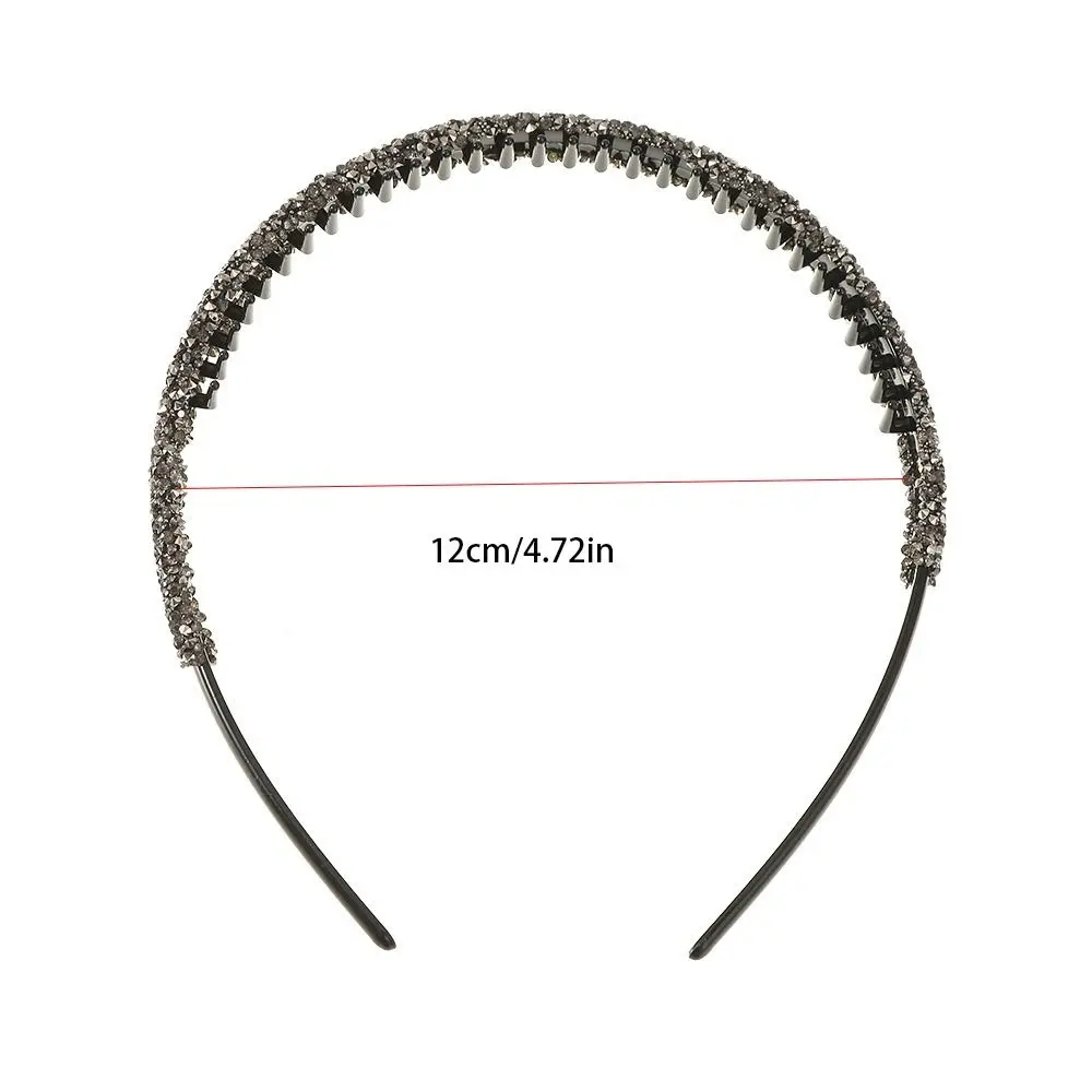 Diadema de plástico con diamantes de imitación a la moda, diadema de maquillaje dentada, aro de pelo de diamante para lavado de cara de estilo coreano, antideslizante