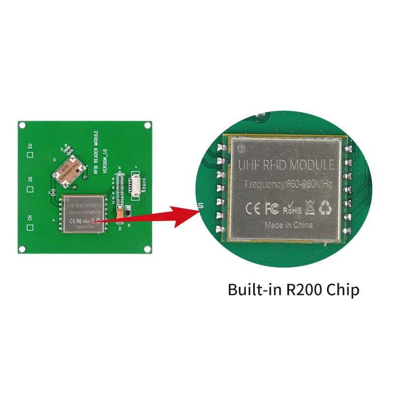 Modul RFID UHF Bawaan Pembaca RFID Chip R200 Modul Terintegrasi Raspberry Pi RF Modul Pembaca Kontrol Akses Daya UHF RFID