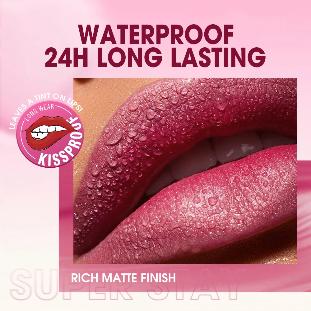 O.TWO.O Liquid Lipstick Velvet Matte Lip Tint Waterproof Long Lasting Smudge Proof Lip Gloss Cosmetic Sample