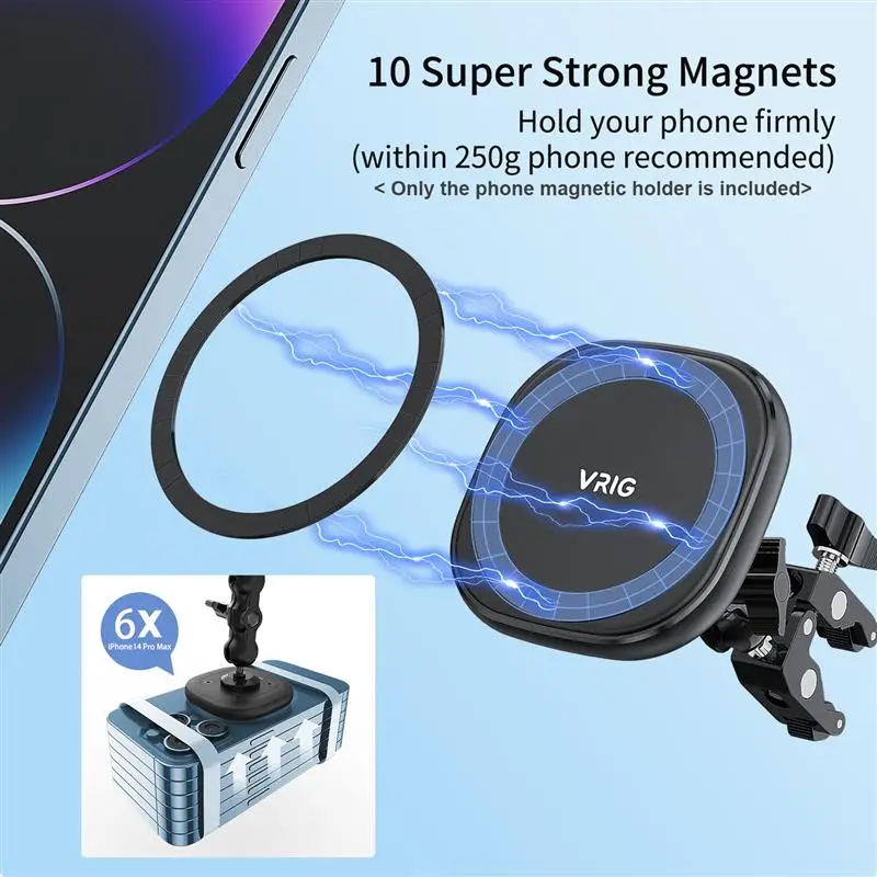 VRIG MG-01 Magnetic Phone Mount for Phone 12/13/14 Sery Phone Holder Phone Tripod Mount 1/4Thread Phone Magnetic Quick Release