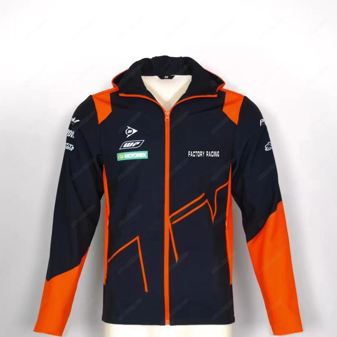 Sudadera con Capucha Naranja Enduro para KTM Bull Motos GP Motocross Motocicleta de Montaña DH MX Bicicleta, Forro Polar, Cálido y Resistente al Viento