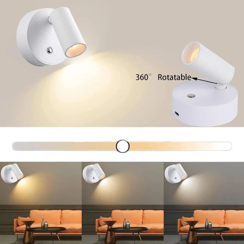 Touch night light wall lamp USB rechargeable LED cordless wall lamp dimmable bedside lamp for reading bedroom study home lightin image 5