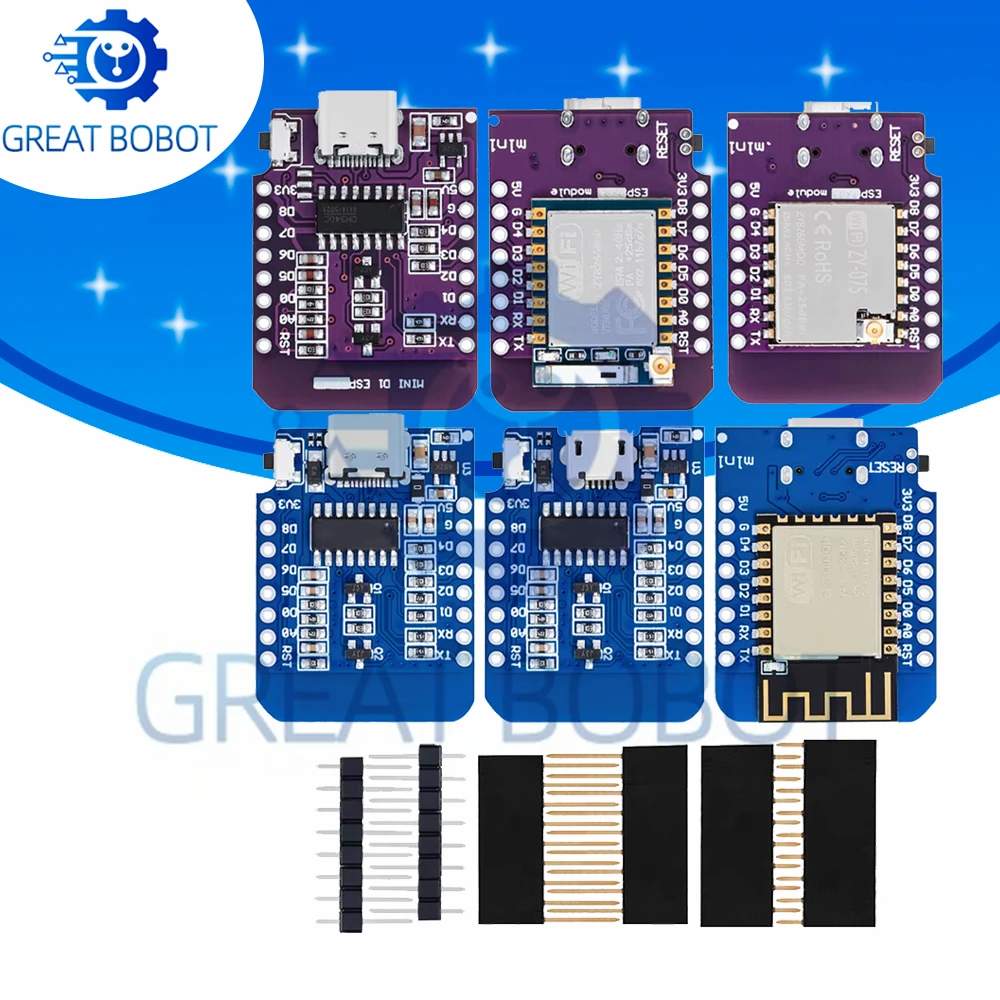 CH340G Type-C D1 Mini ESP8266 NodeMCU Lua WiFi Board Compact IoT Module ESP-07 ESP-07S ESP-12F Replacement