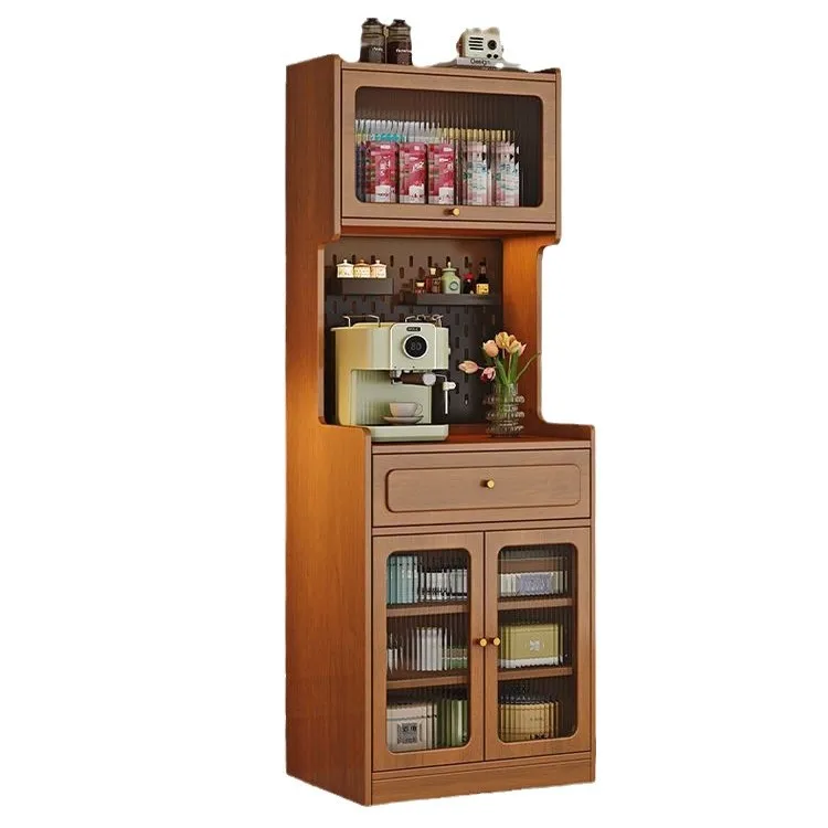 Restaurant solid wood side cabinet small apartment, storage with drawers against the wall solid wood narrow raised side cabinet