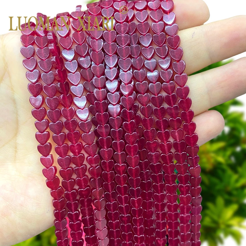 6MM Liebesherz Naturstein Rubinroter Chalcedon Lose Spacer-Perlen für Schmuckherstellung DIY Ohrringe Armbänder Charms Zubehör