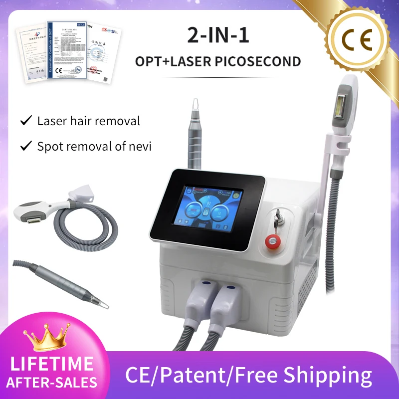 2 In 1 Picolaser Q Switched Nd Yag 755nm 532nm 1064nm Carbon Peeling Ipl Opt 8 Filters Ontharing Machine Spikkel Acne Verwijderen