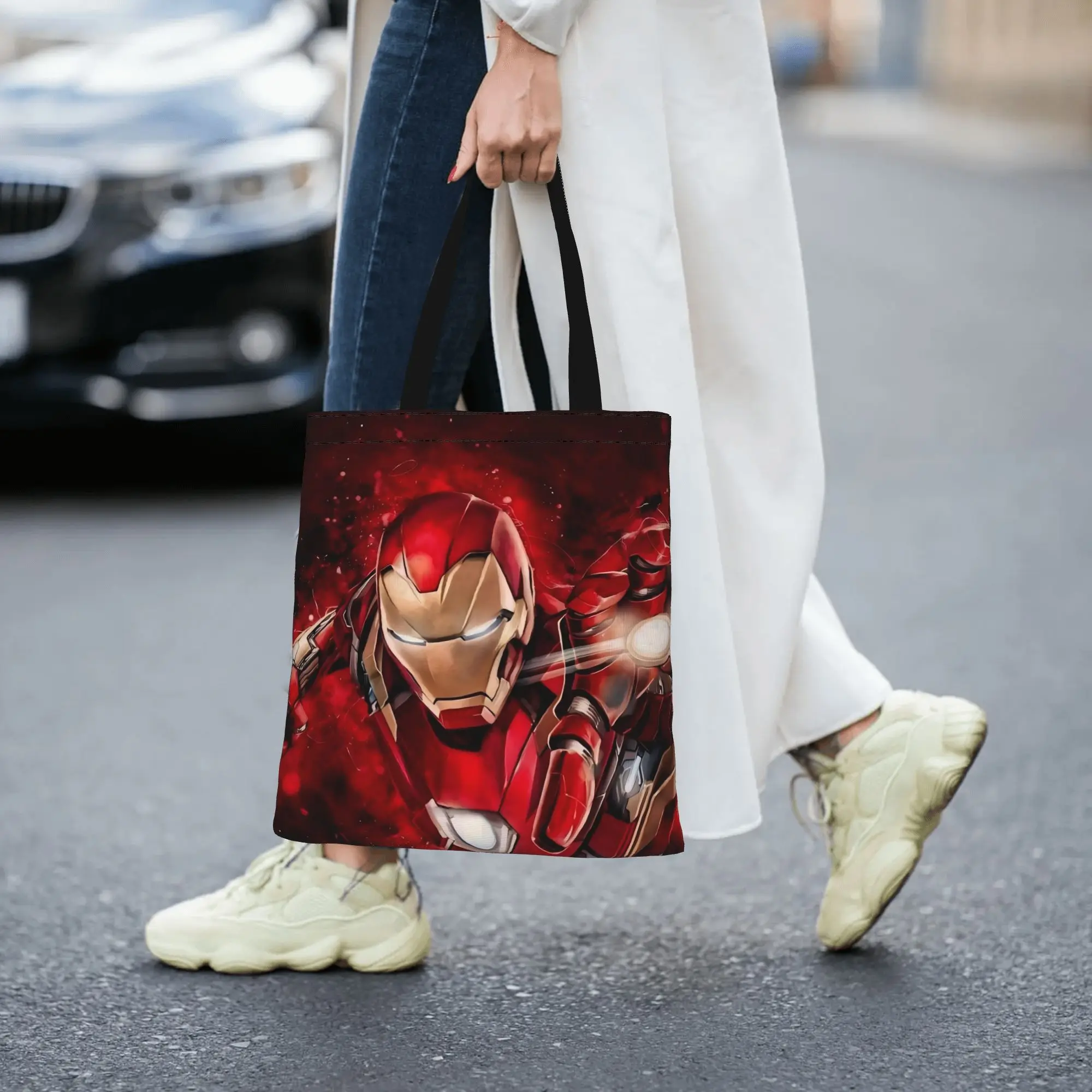 

Bags for woman 2026 Leisure Large Capacity Iron Man STARK INDUSTRIES Marvel Canvas Tote Bag Foldable Chic Pattern Gifts