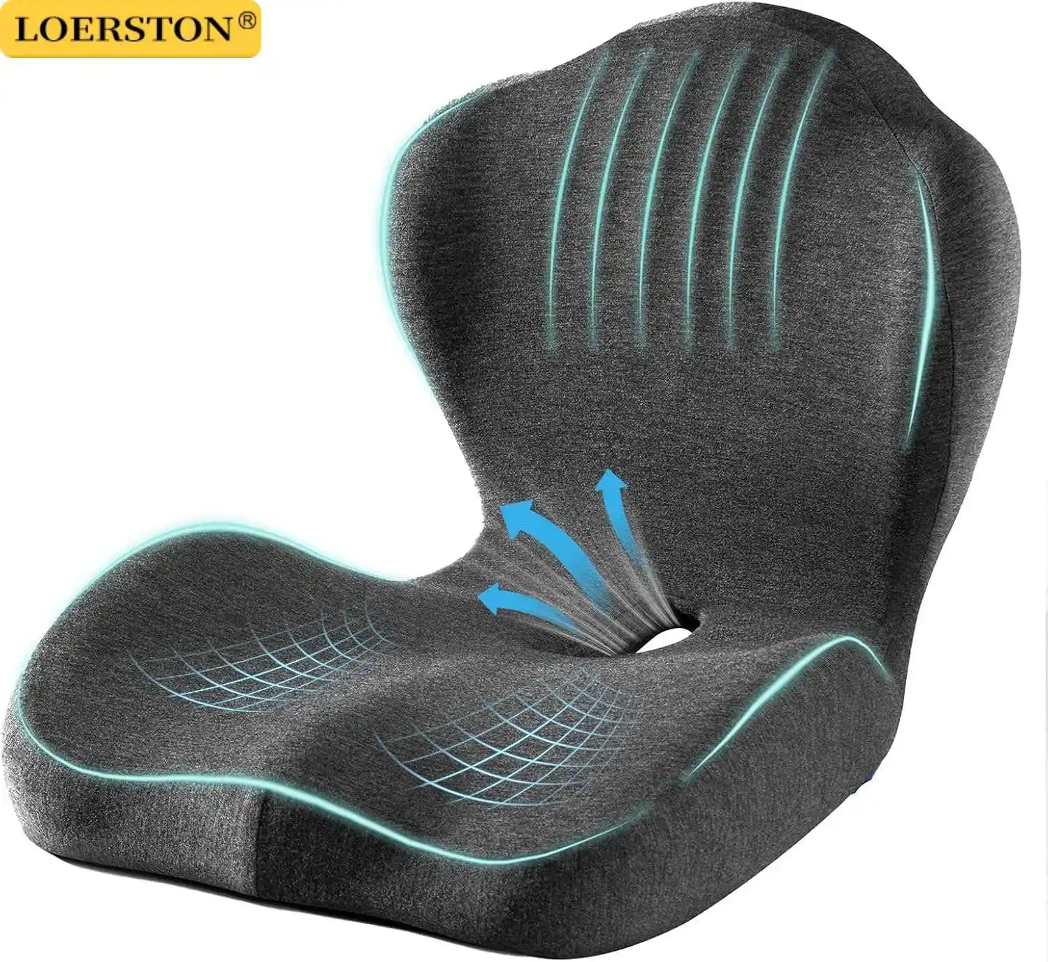 Sitzkissen für Bürostuhl Ergonomisches Memory-Foam-Sitzkissen mit Rückenstütze zur Stresslinderung Lendenwirbelstütze Auto Büro