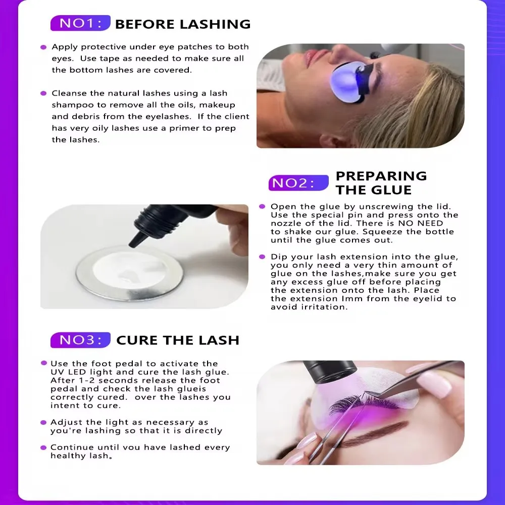 USB UV Ultrafiolet Light LED UV Glue Curing Light Beauty Eyelash Manicure Fałszywe rzęsy Przeszczepianie stóp Przełącznik stopni Lampa podłogowa